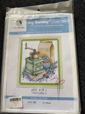 Coffee Grinder Joy Sunday Cross Stitch Kit 11CT Pre-Printed Aida